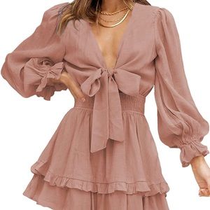 Dusty pink bow dress
